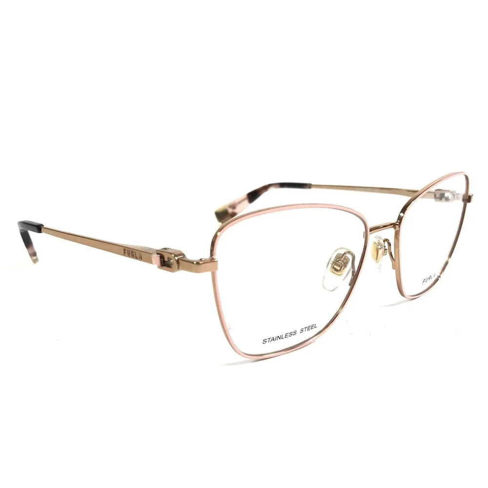 Furla Eyeglasses Frames VFU588 COL.02AM Pink Gold Butterfly Wire Rim 53-16-135